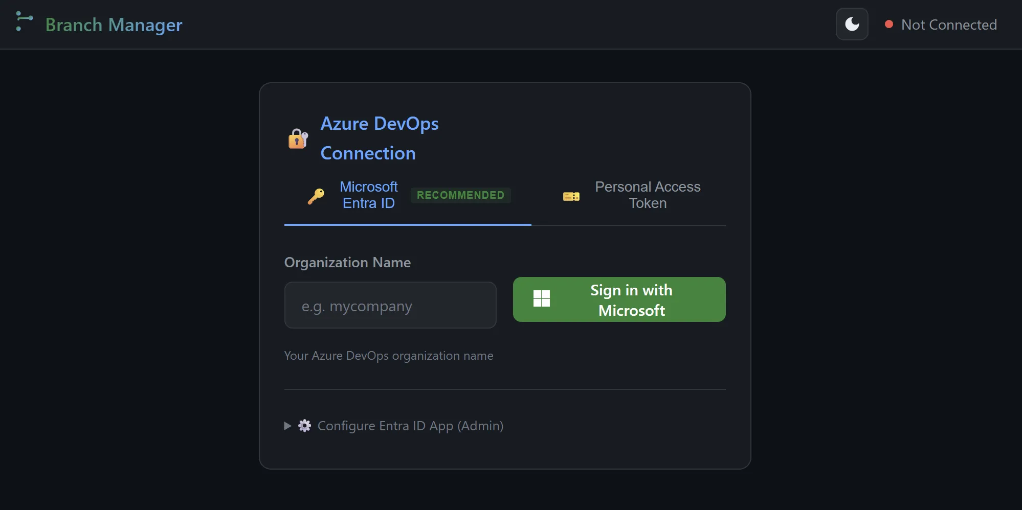 Branch Manager Dark Mode