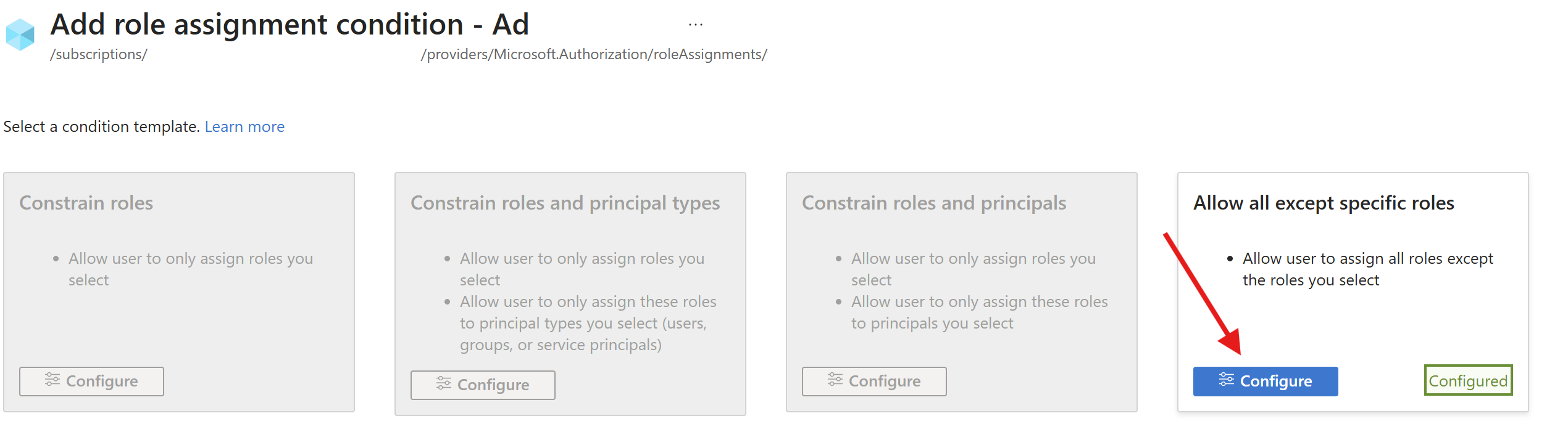 role assignment condition configured